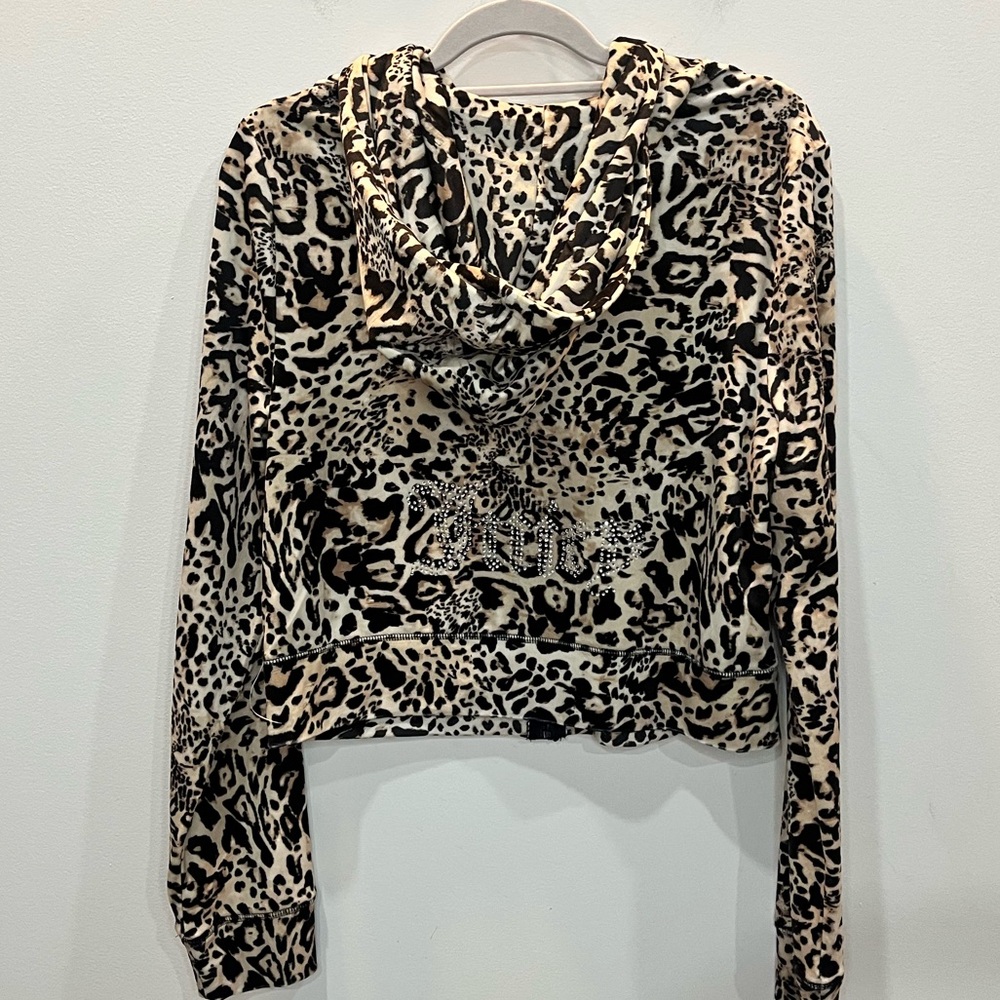 Juicy Couture Velour Tracksuit Set Leopard Women’s Sz XL Bling Flare Leg Y2K NWT - Picture 3 of 10